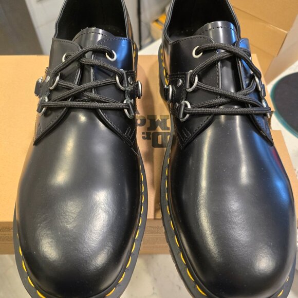 Dr Martens 1461 3-Eye Hardware Oxford Shoes Black Leather Men Size 10 NEW - Picture 4 of 9